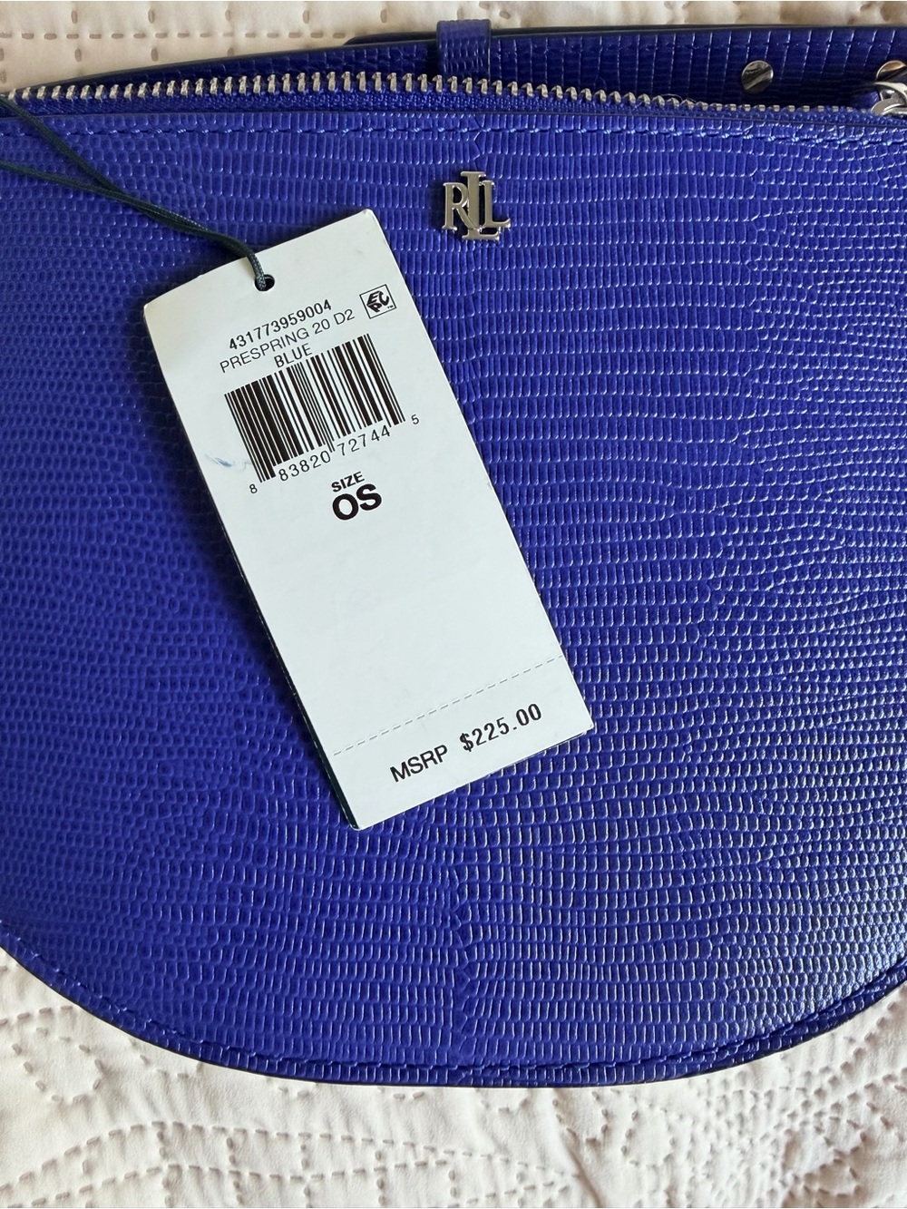 Lauren Ralph Lauren Blue Textured Leather Mini Crossbody Bag NWT - Picture 10 of 11